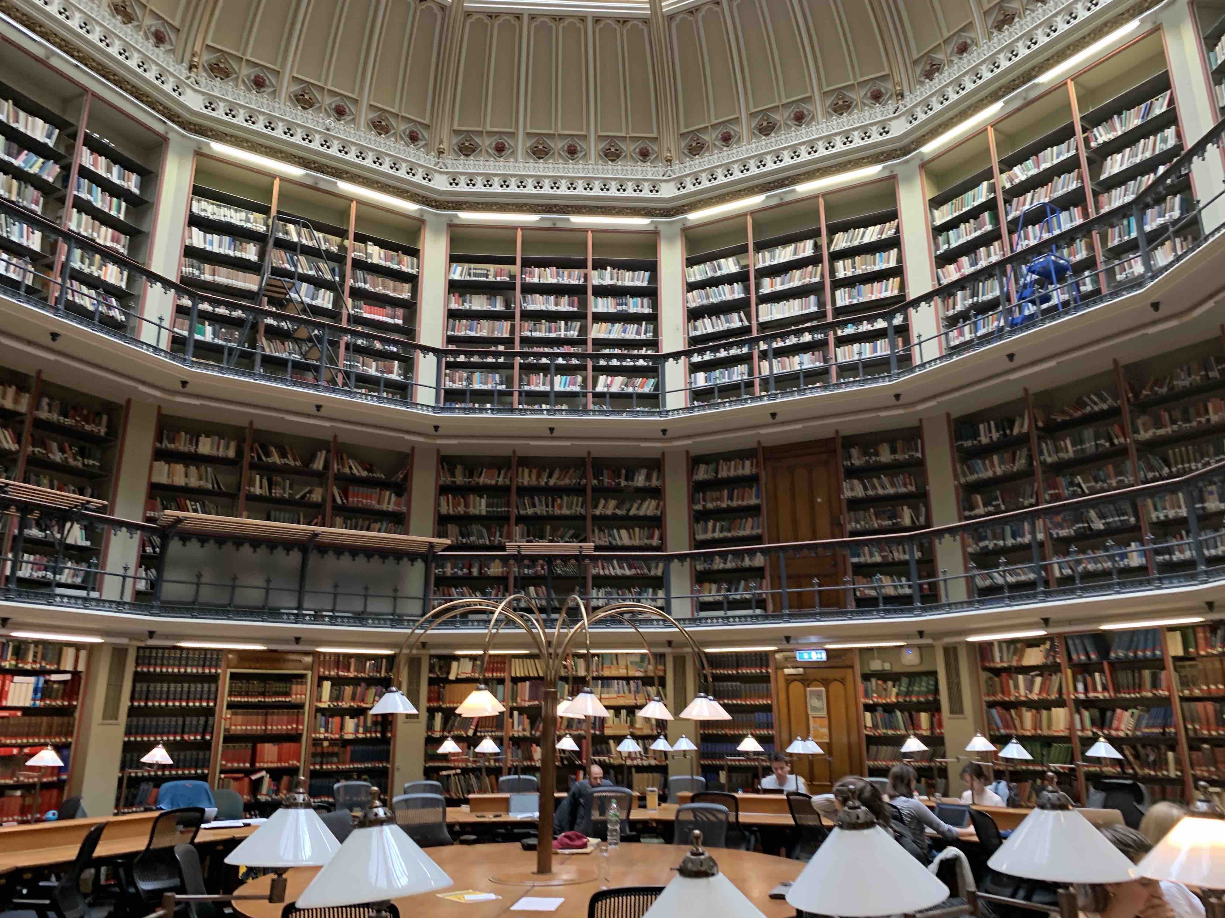 Three-tiered round reading room of the Maughan Library